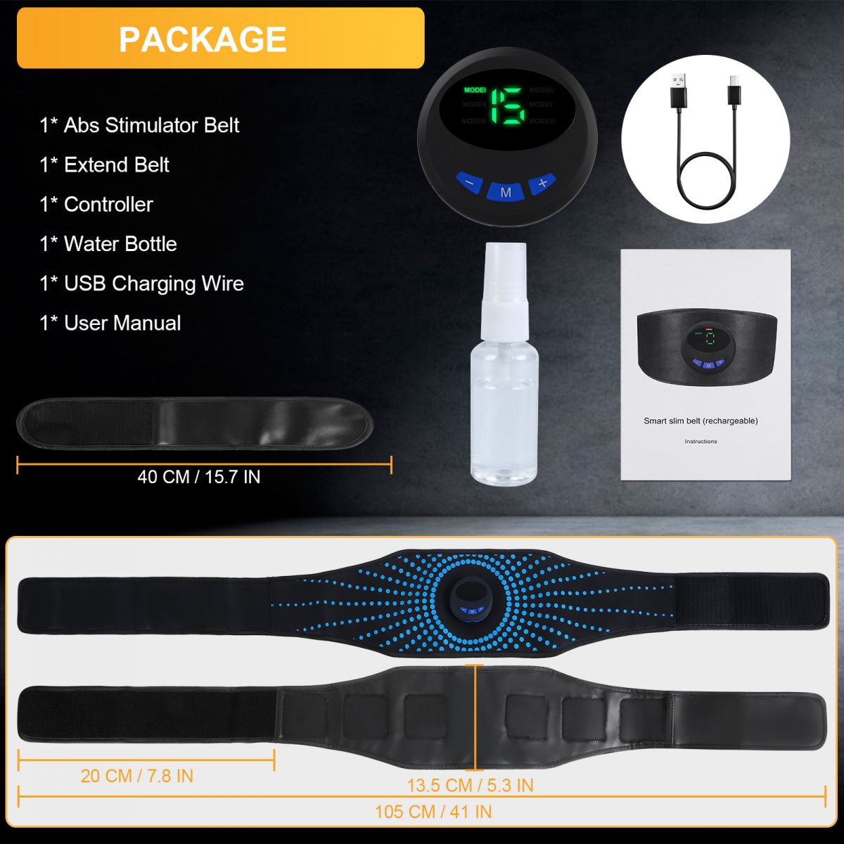 MHD TENS Abs Trainer Flex Belt for Women Men, Upgrade No Need Replace